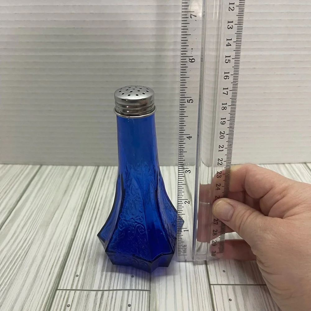 Vintage 1970’s Reproduction Mayfair Open Rose Patterned Cobalt Blue Shaker